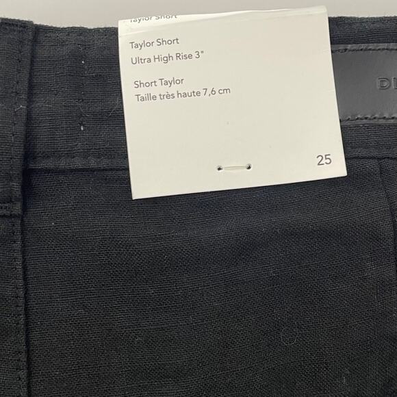 NWT DL1961 25 Taylor Short Ultra High Rise 3" Black Linen - Picture 9 of 12